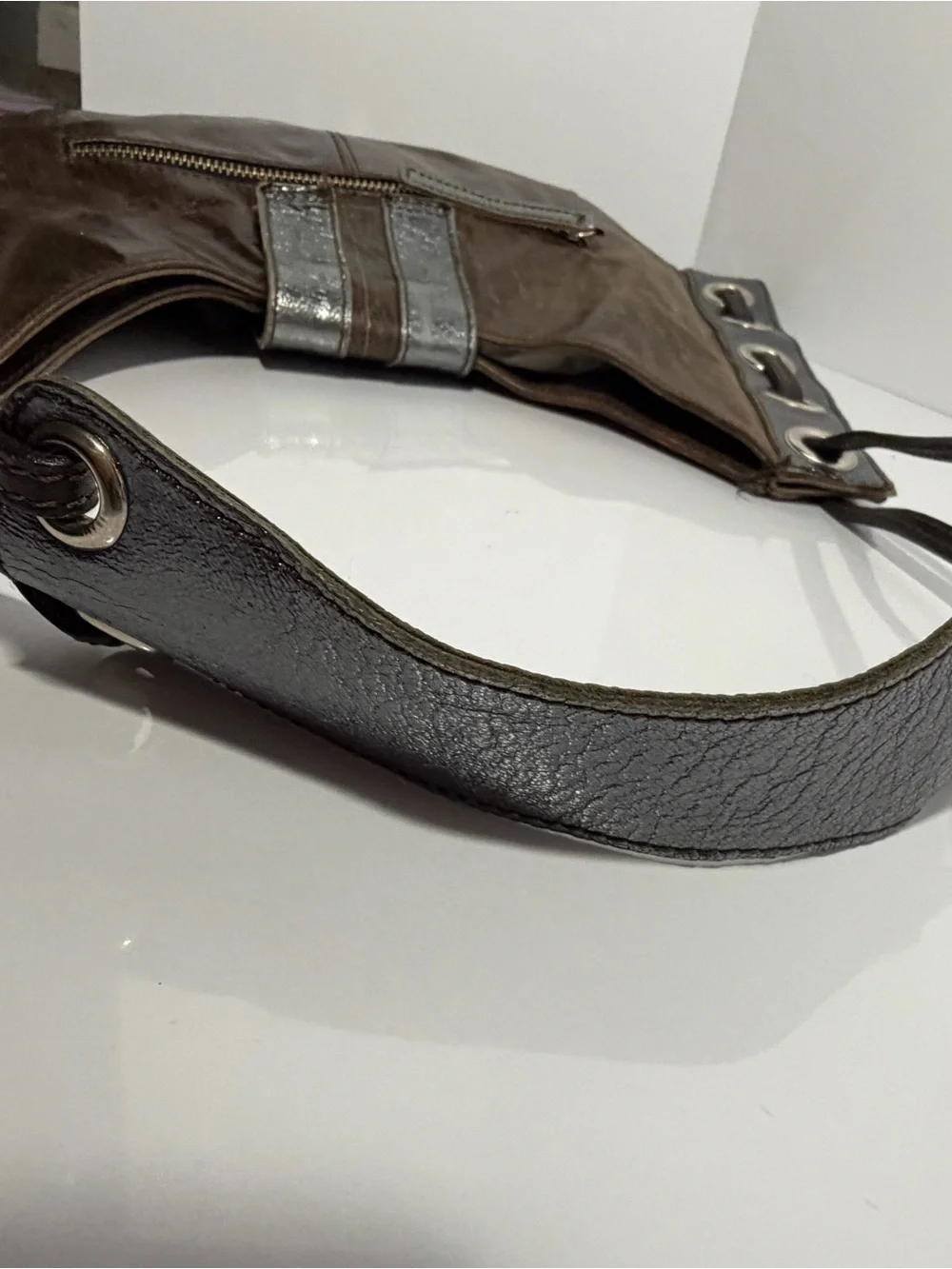Vintage Tano Brown Leather Suede Hobo Bag Y2K Boho EUC